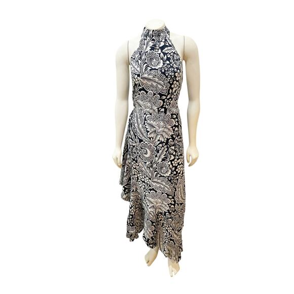 J.Crew Collection halter-tie cupro-blend dress in classic floral print Sz 16 - Picture 4 of 14